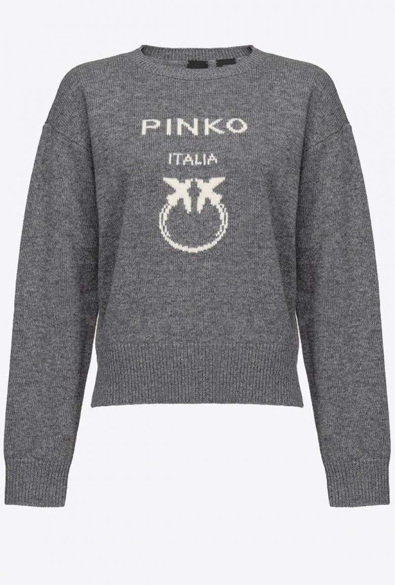 Pinko Love Birds Pullover Tmavě Šedé | SN-PKO33409