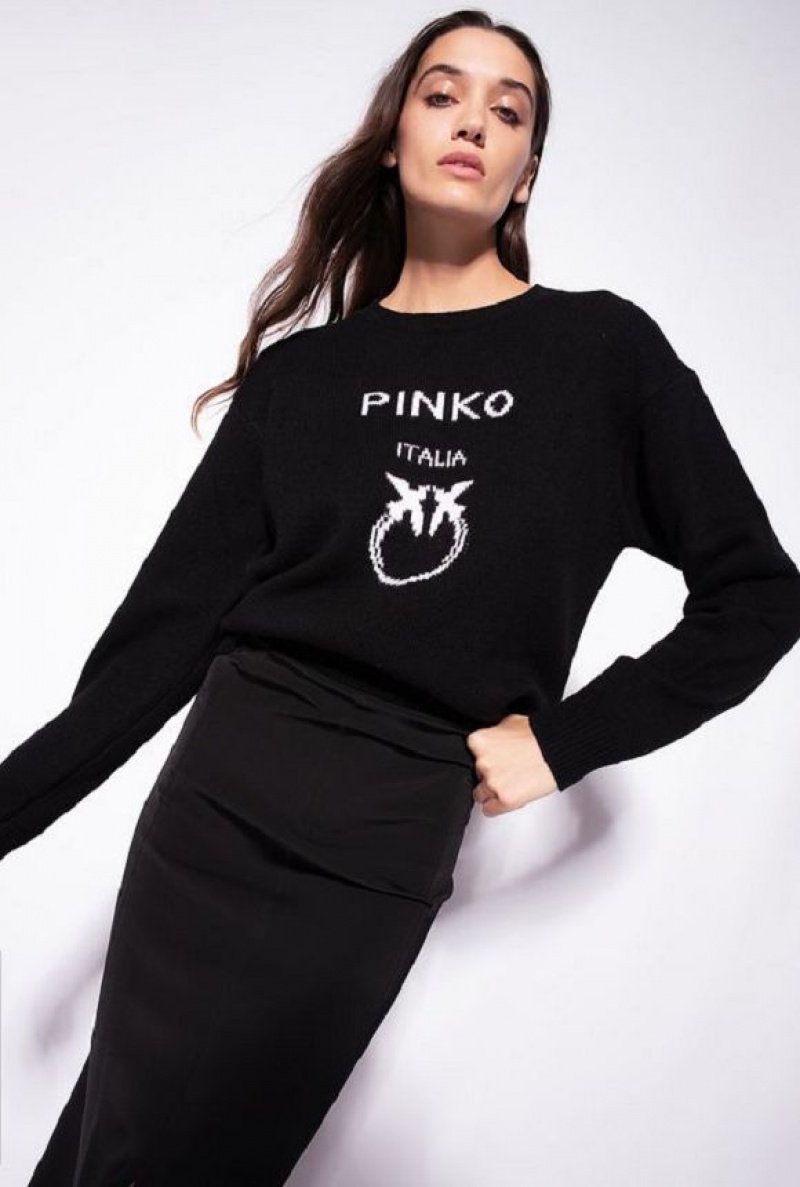 Pinko Love Birds Pullover Černé Bílé | SN-PKO33412