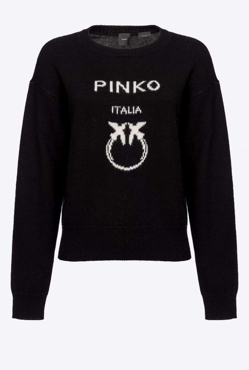 Pinko Love Birds Pullover Černé Bílé | SN-PKO33412