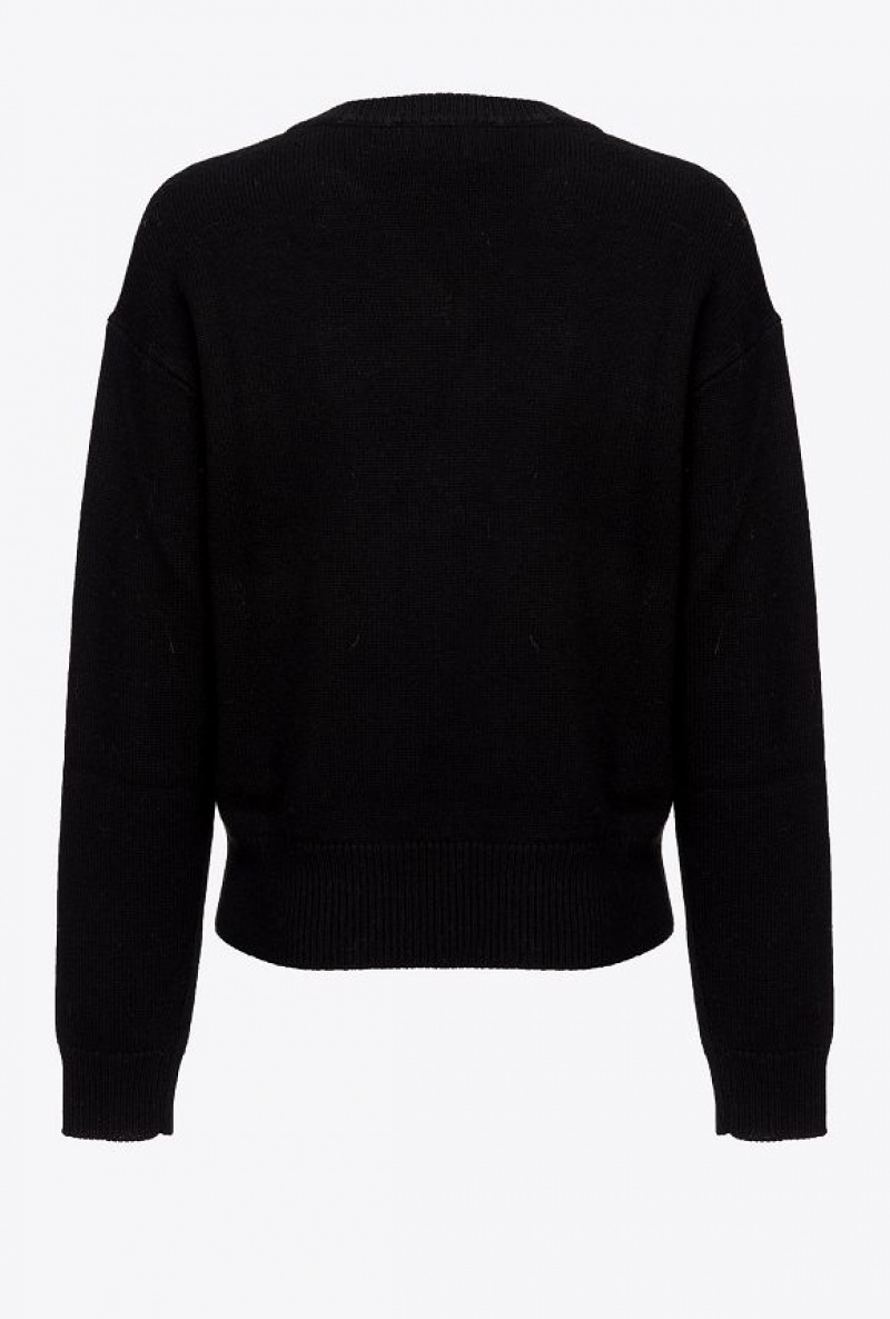 Pinko Love Birds Pullover Černé Bílé | SN-PKO33412