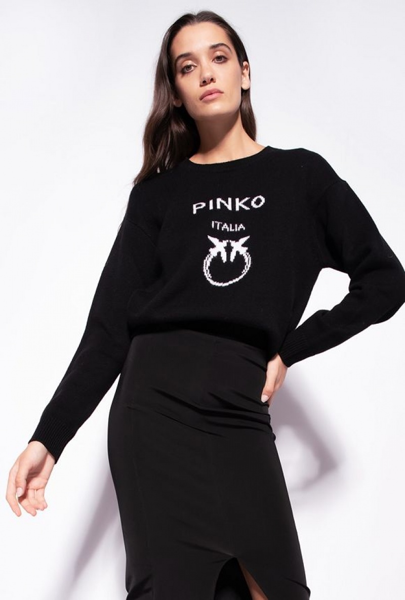 Pinko Love Birds Pullover Černé Bílé | SN-PKO33412