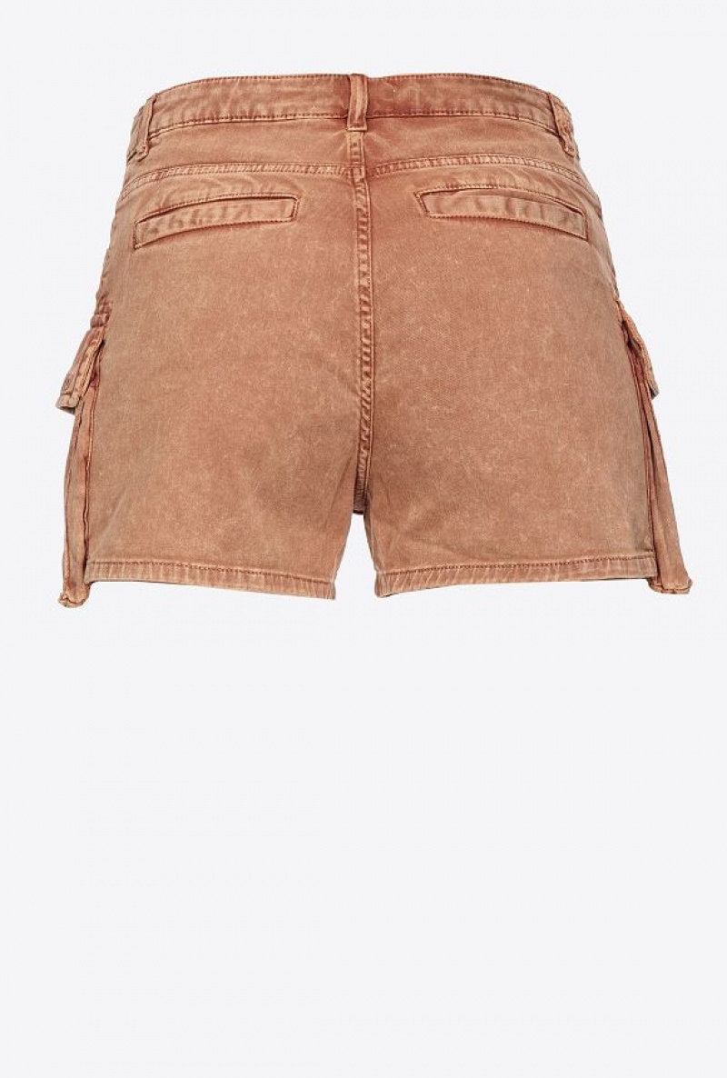 Pinko Marbled Drill Cargo Shorts Hnědé Hnědé | SN-PKO33996
