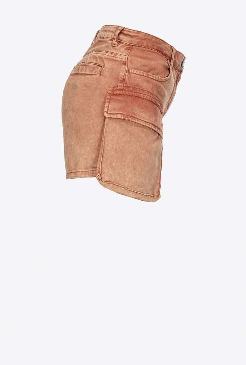 Pinko Marbled Drill Cargo Shorts Hnědé Hnědé | SN-PKO33996