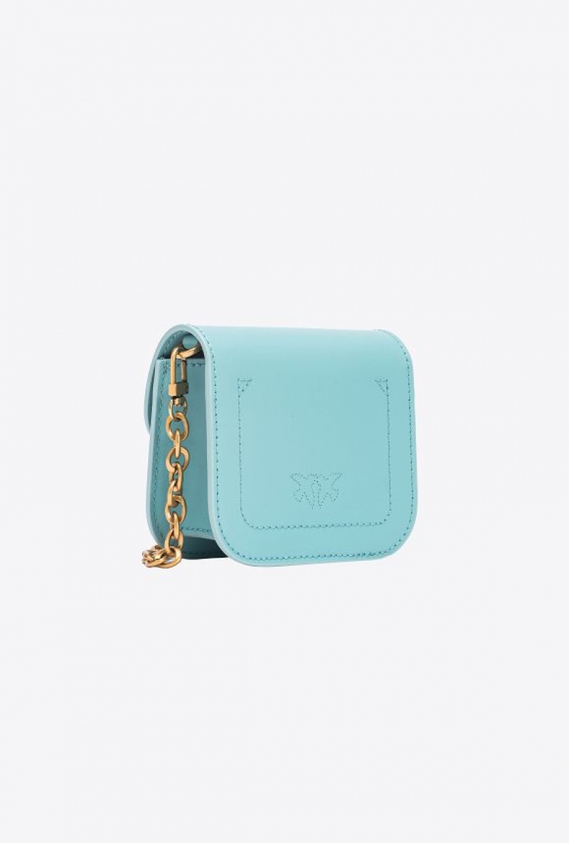 Pinko Micro Love Bag Bell In Læder Blankyt Zlaté | SN-PKO32440
