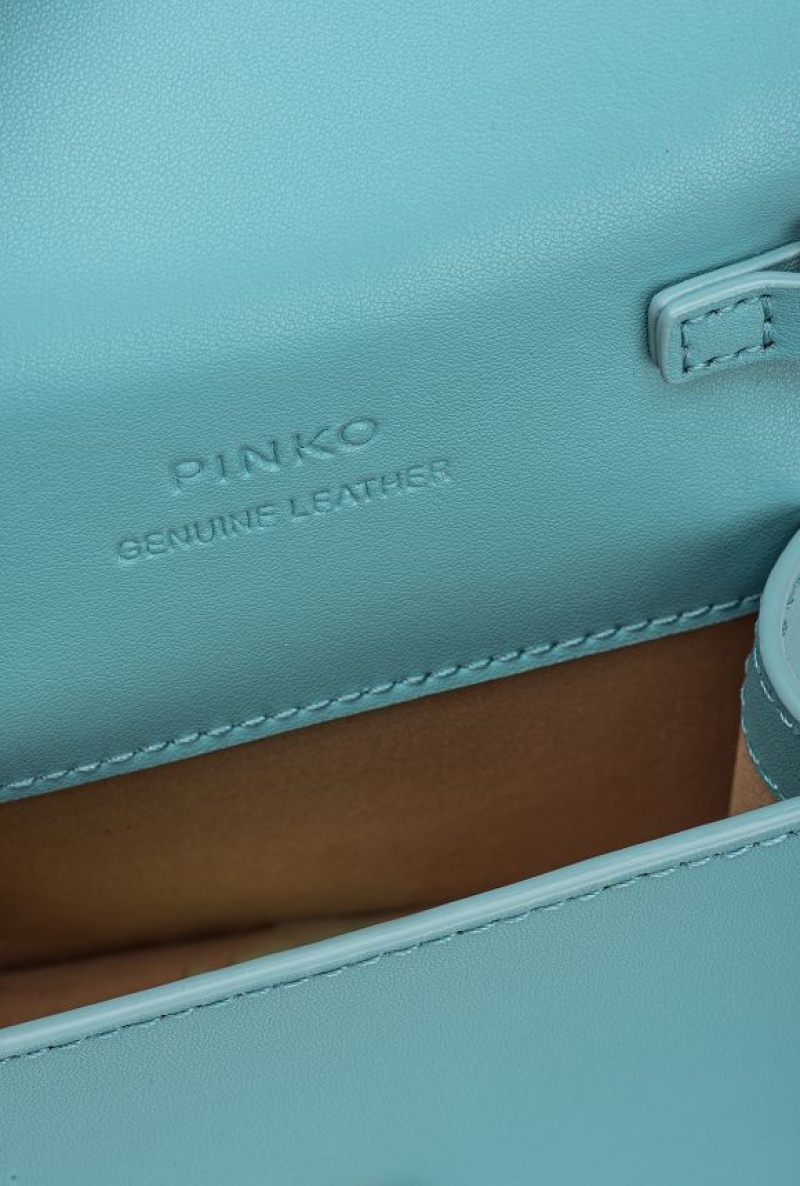 Pinko Micro Love Bag Bell In Læder Blankyt Zlaté | SN-PKO32440