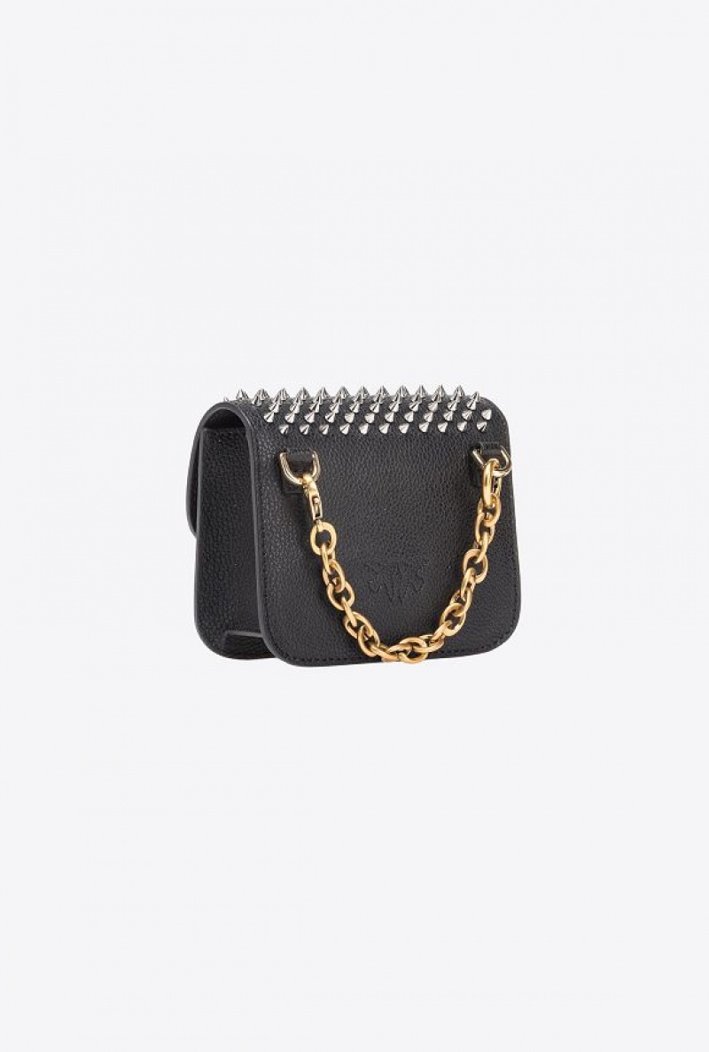 Pinko Micro Love Bag Bell With Studs Černé | SN-PKO32837