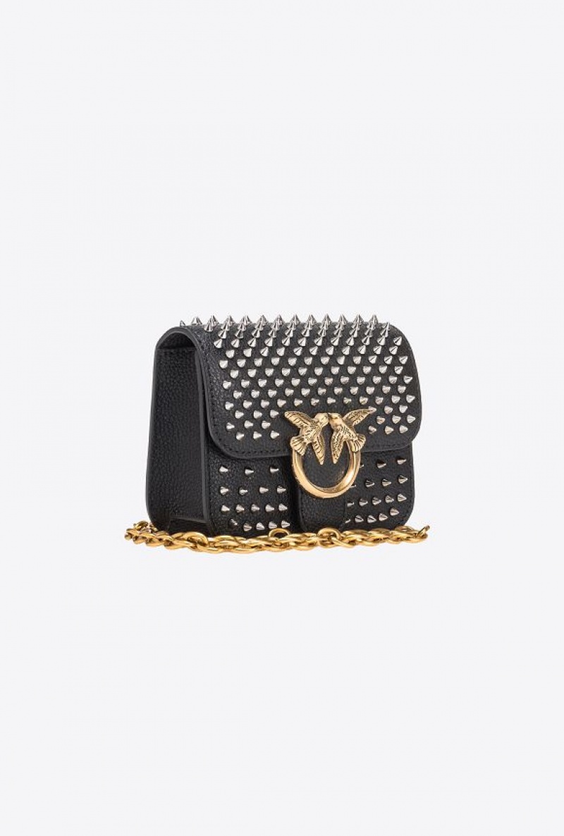 Pinko Micro Love Bag Bell With Studs Černé | SN-PKO32837