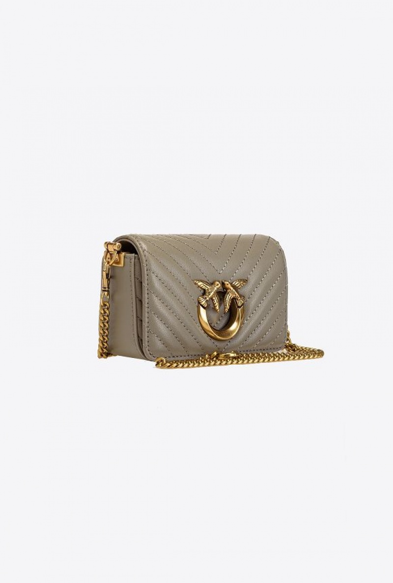 Pinko Micro Love Bag Click Chevron Zlaté | SN-PKO32474