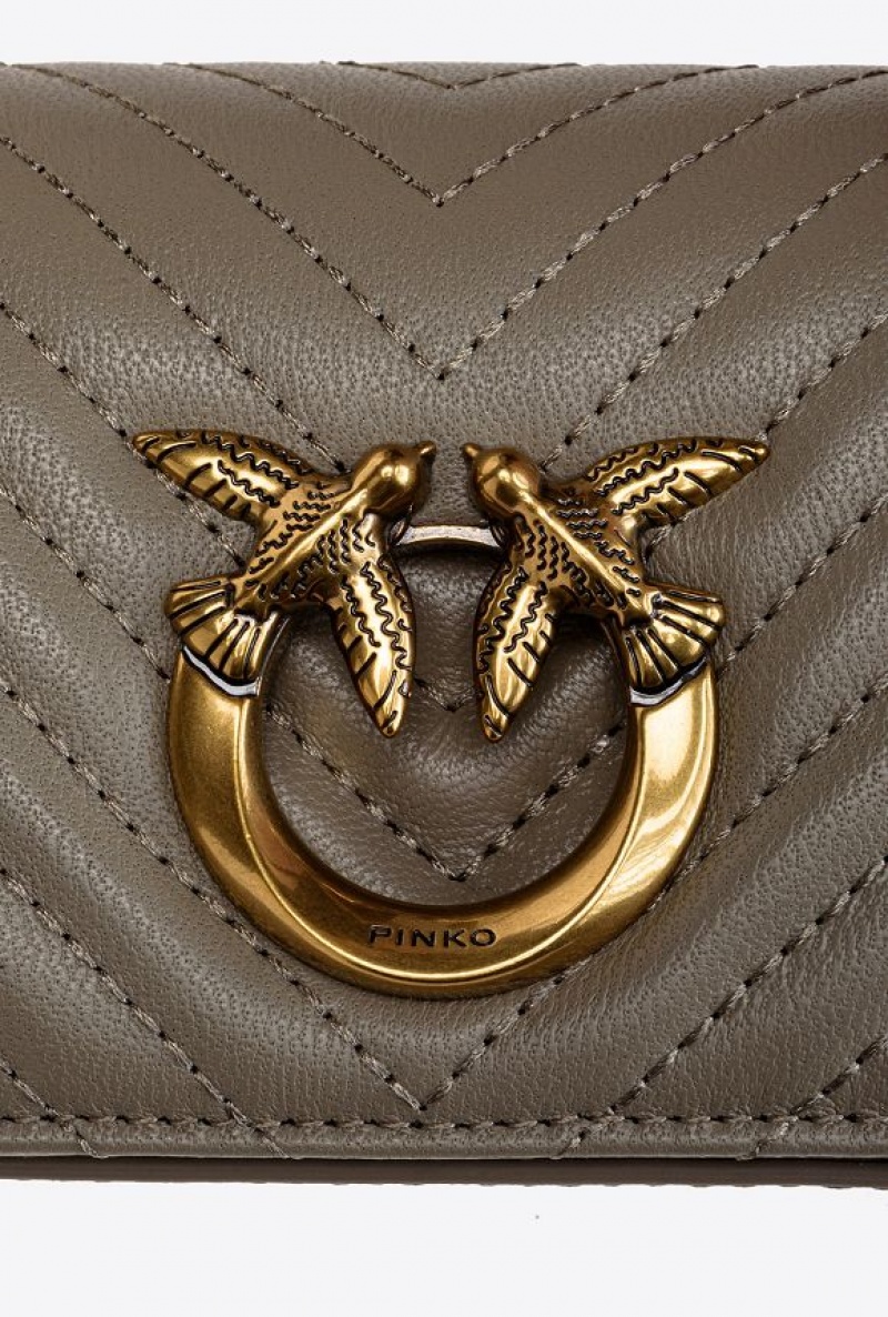 Pinko Micro Love Bag Click Chevron Zlaté | SN-PKO32474