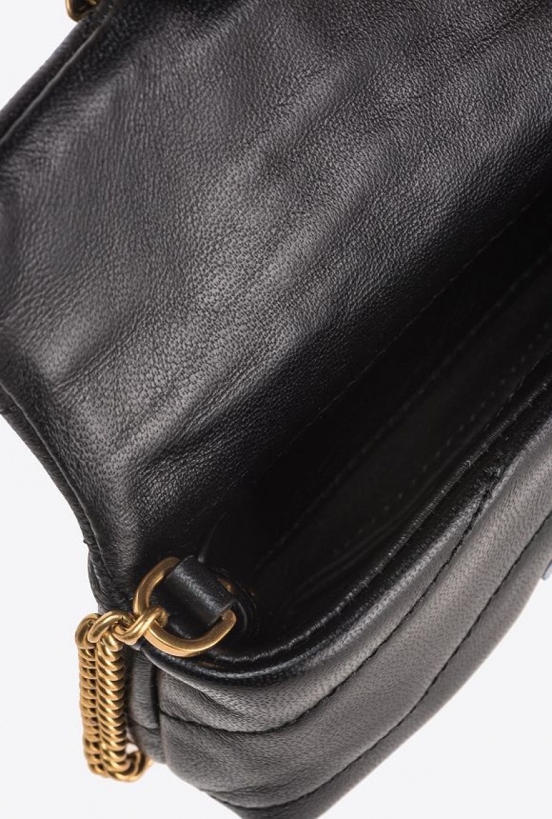 Pinko Micro Love Bag Puff Maxi Quilt Černé Zlaté | SN-PKO34320