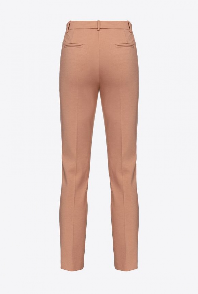 Pinko Milano-knit Cigarette Trousers Béžový | SN-PKO33896