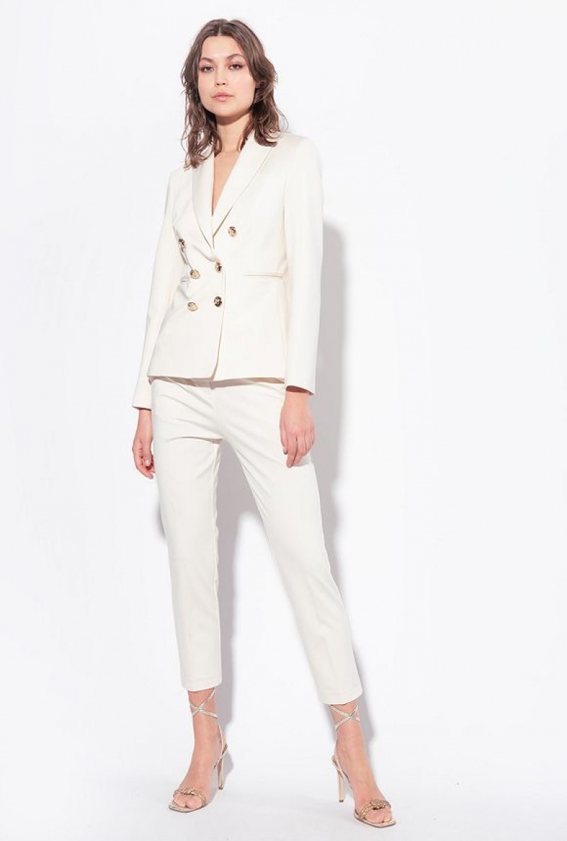 Pinko Milano-knit Cigarette Trousers Růžové Bílé | SN-PKO33695