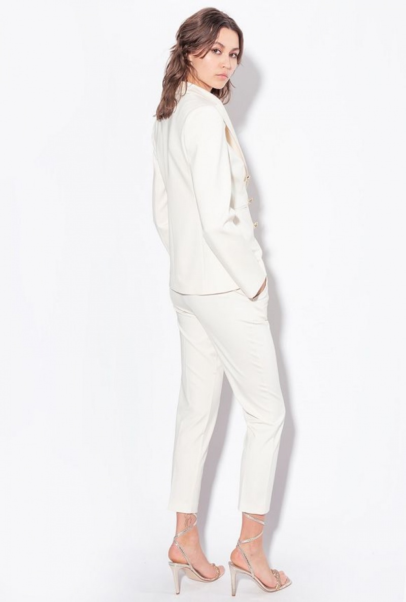 Pinko Milano-knit Cigarette Trousers Růžové Bílé | SN-PKO33695