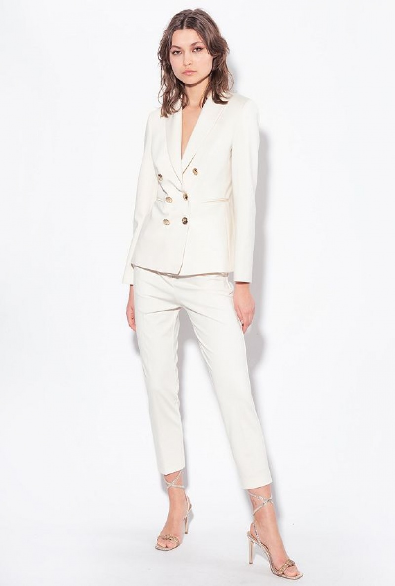 Pinko Milano-knit Cigarette Trousers Růžové Bílé | SN-PKO33695