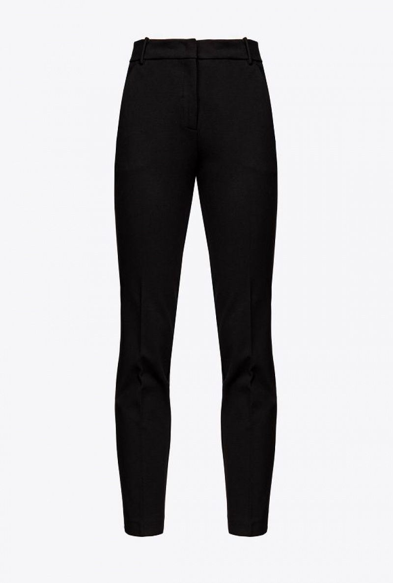 Pinko Milano-knit Cigarette Trousers Černé | SN-PKO33698