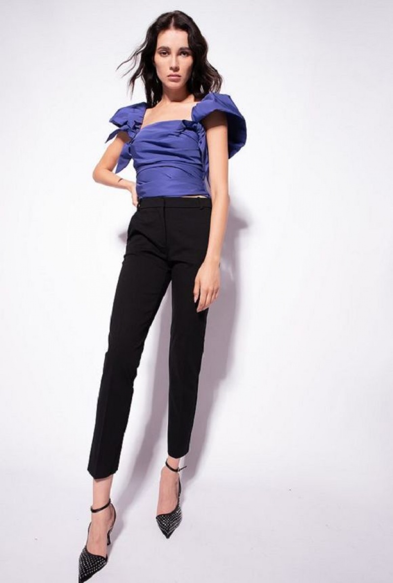 Pinko Milano-knit Cigarette Trousers Černé | SN-PKO33698