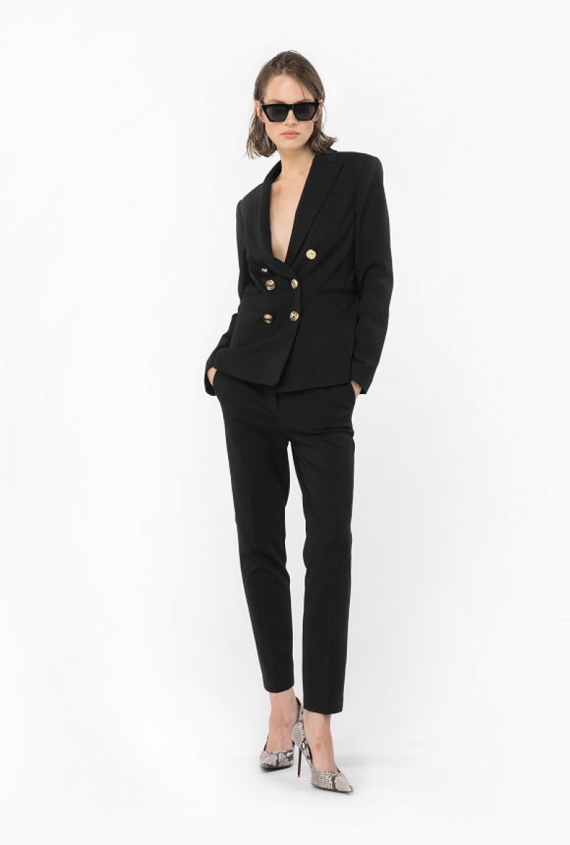 Pinko Milano-knit Cigarette Trousers Černé | SN-PKO33730