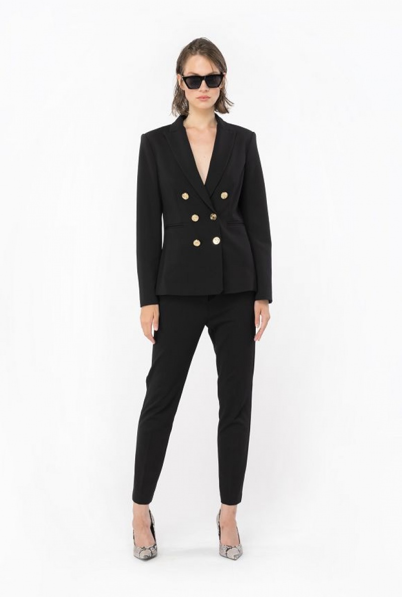 Pinko Milano-knit Cigarette Trousers Černé | SN-PKO33730