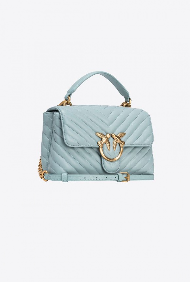 Pinko Mini Lady Love Bag Puff Chevron Světle Blankyt Zlaté | SN-PKO32625