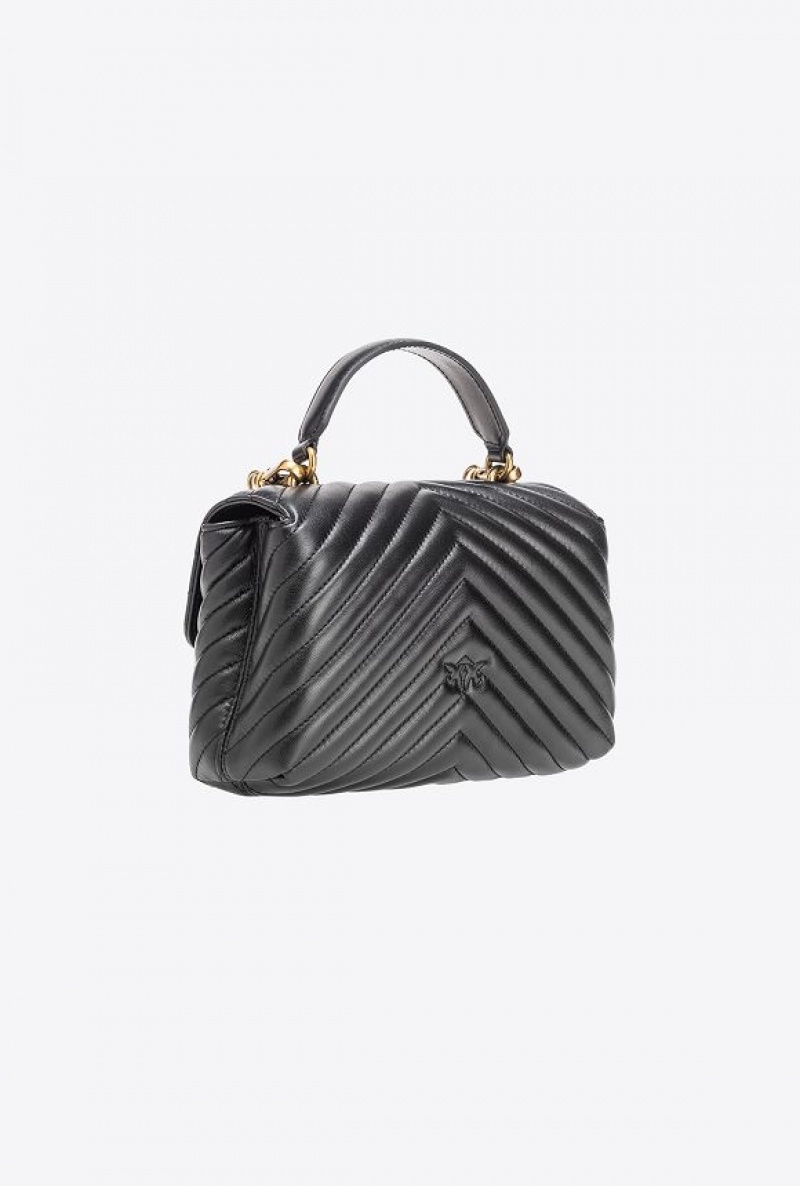 Pinko Mini Lady Love Bag Puff Chevron Černé Zlaté | SN-PKO32626