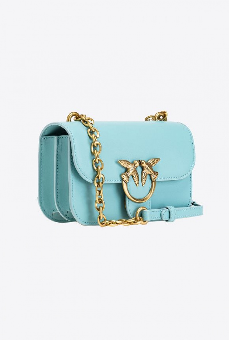 Pinko Mini Love Bag Bell In Læder Blankyt Zlaté | SN-PKO32668