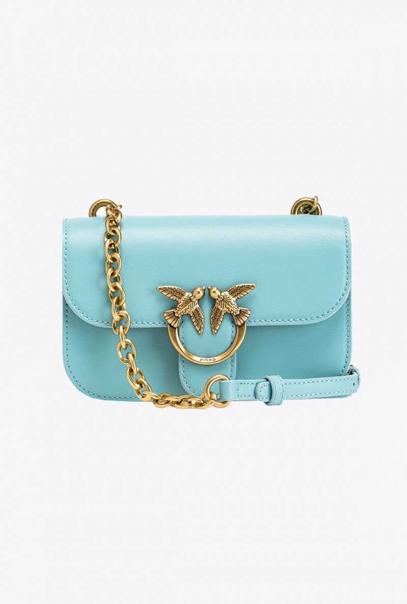 Pinko Mini Love Bag Bell In Læder Blankyt Zlaté | SN-PKO32668