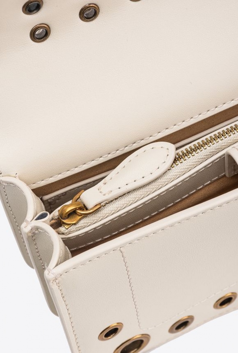 Pinko Mini Love Bag Bell With Metal Eyelets Bílé Bílé Zlaté | SN-PKO32547