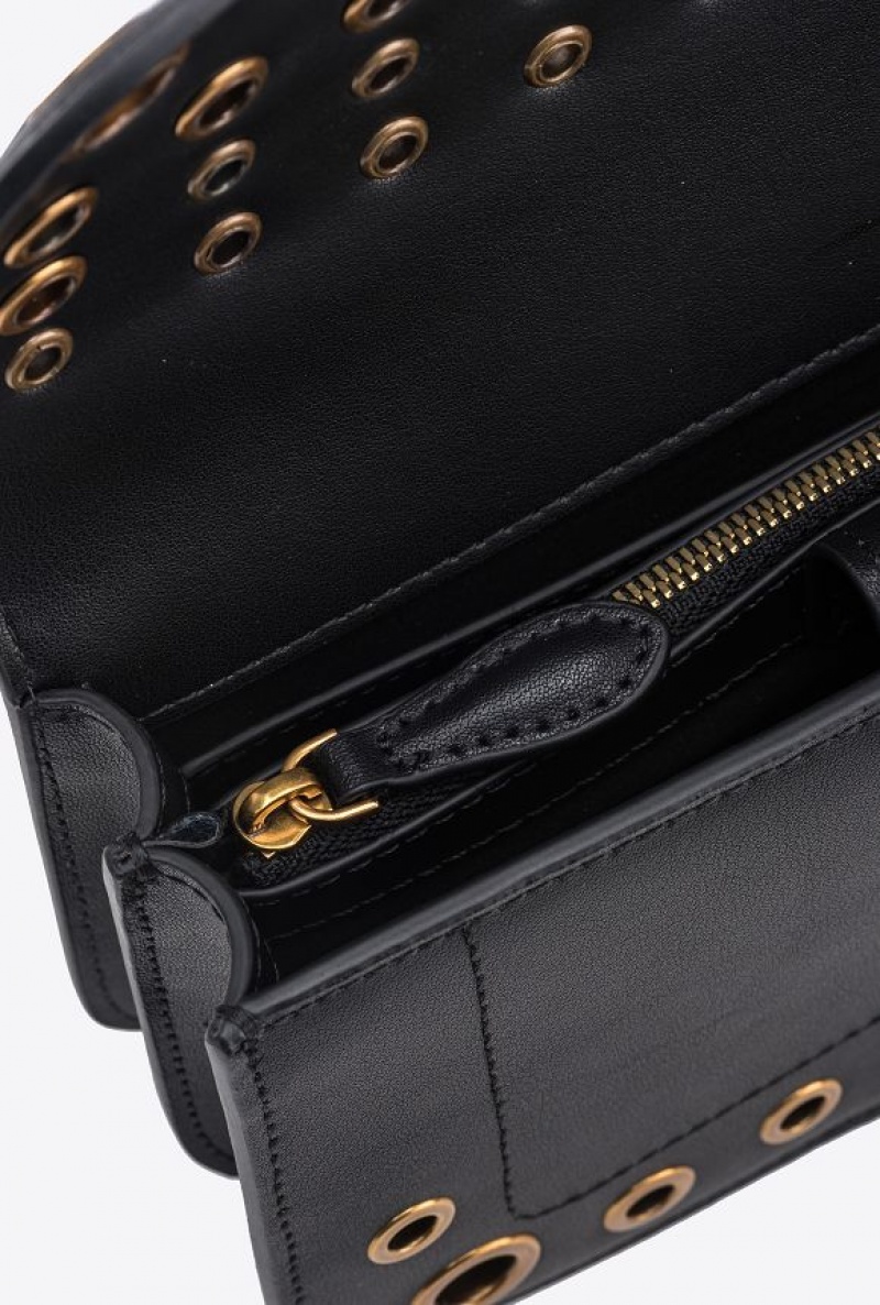 Pinko Mini Love Bag Bell With Metal Eyelets Černé Zlaté | SN-PKO32548