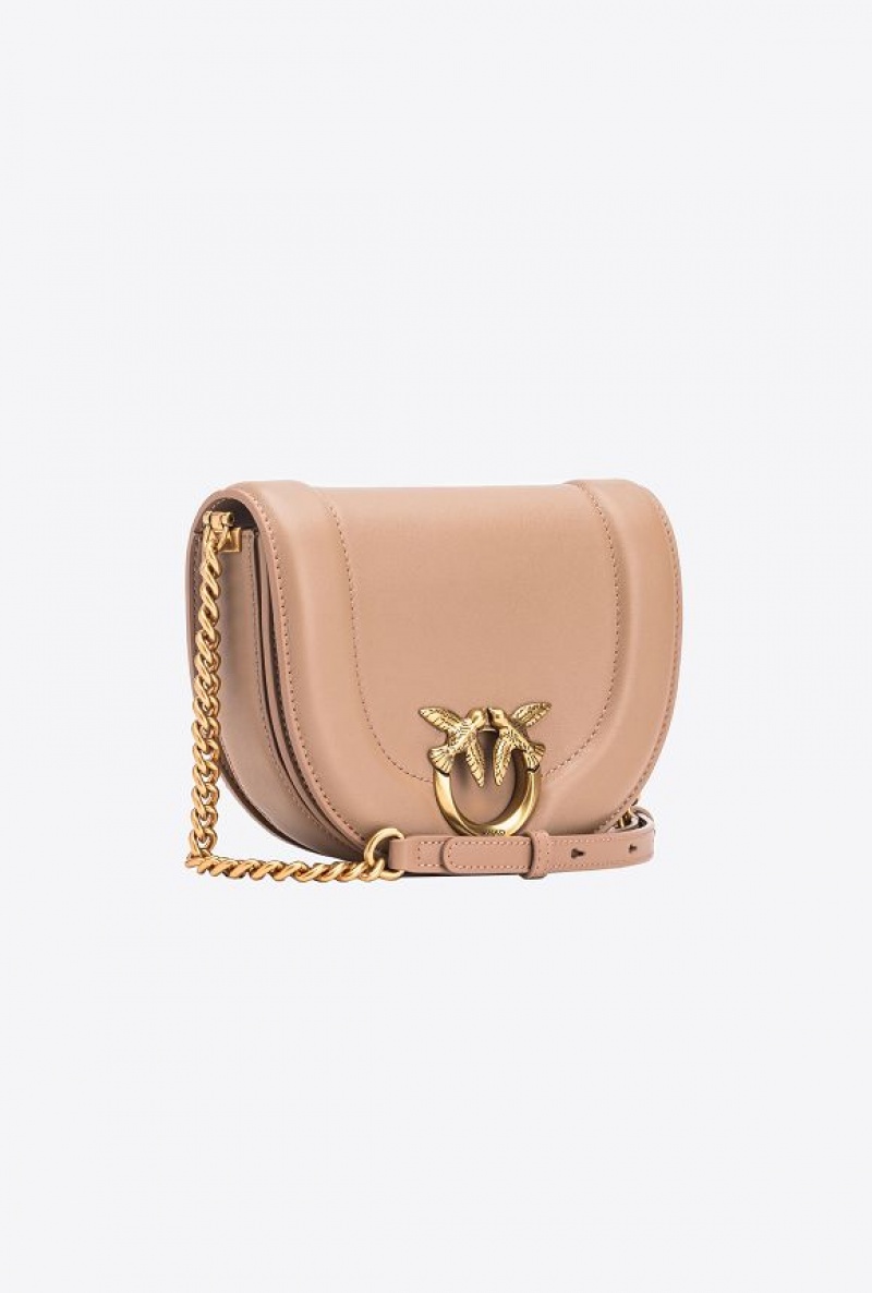 Pinko Mini Love Bag Click Round In Læder Zlaté | SN-PKO32445