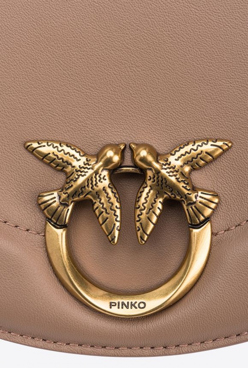 Pinko Mini Love Bag Click Round In Læder Zlaté | SN-PKO32445