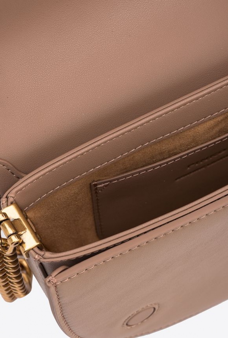 Pinko Mini Love Bag Click Round In Læder Zlaté | SN-PKO32445
