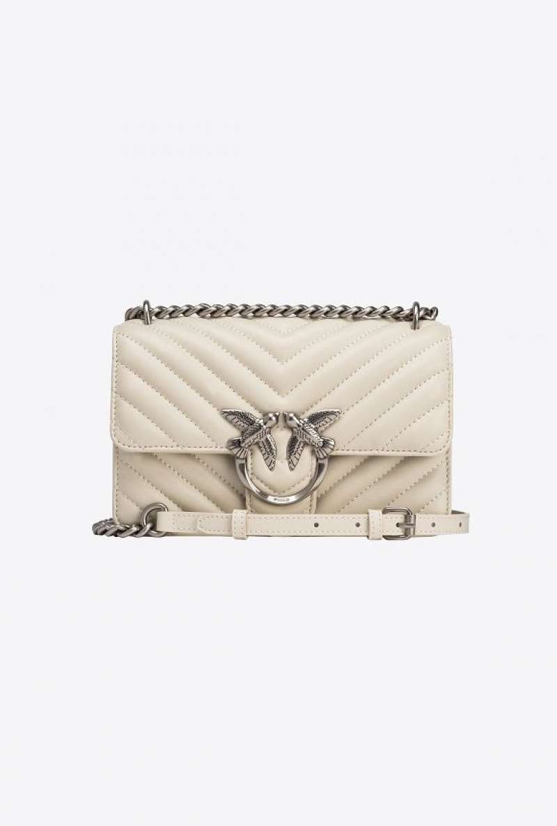 Pinko Mini Love Bag One Simply Bílé Bílé Stříbrné | SN-PKO32739