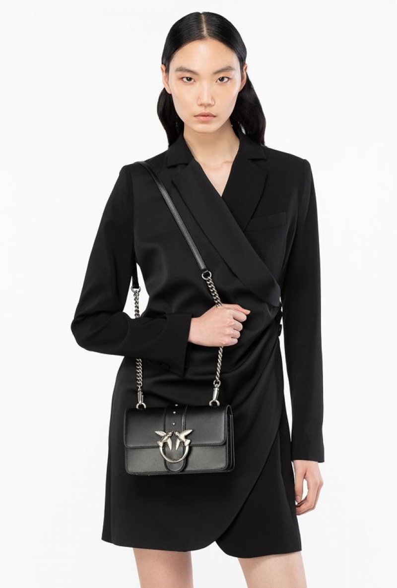 Pinko Mini Love Bag One Simply Černé Stříbrné | SN-PKO32541