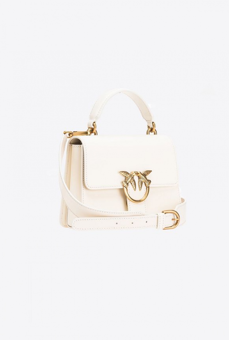 Pinko Mini Love Bag One Top Handle Light Simply Bílé Bílé Zlaté | SN-PKO32856
