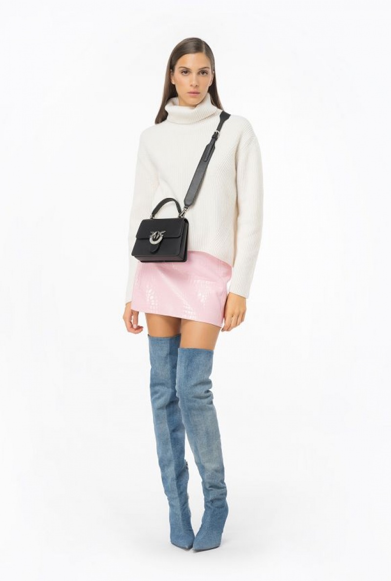 Pinko Mini Love Bag One Top Handle Light Jewel Černé Stříbrné | SN-PKO32890