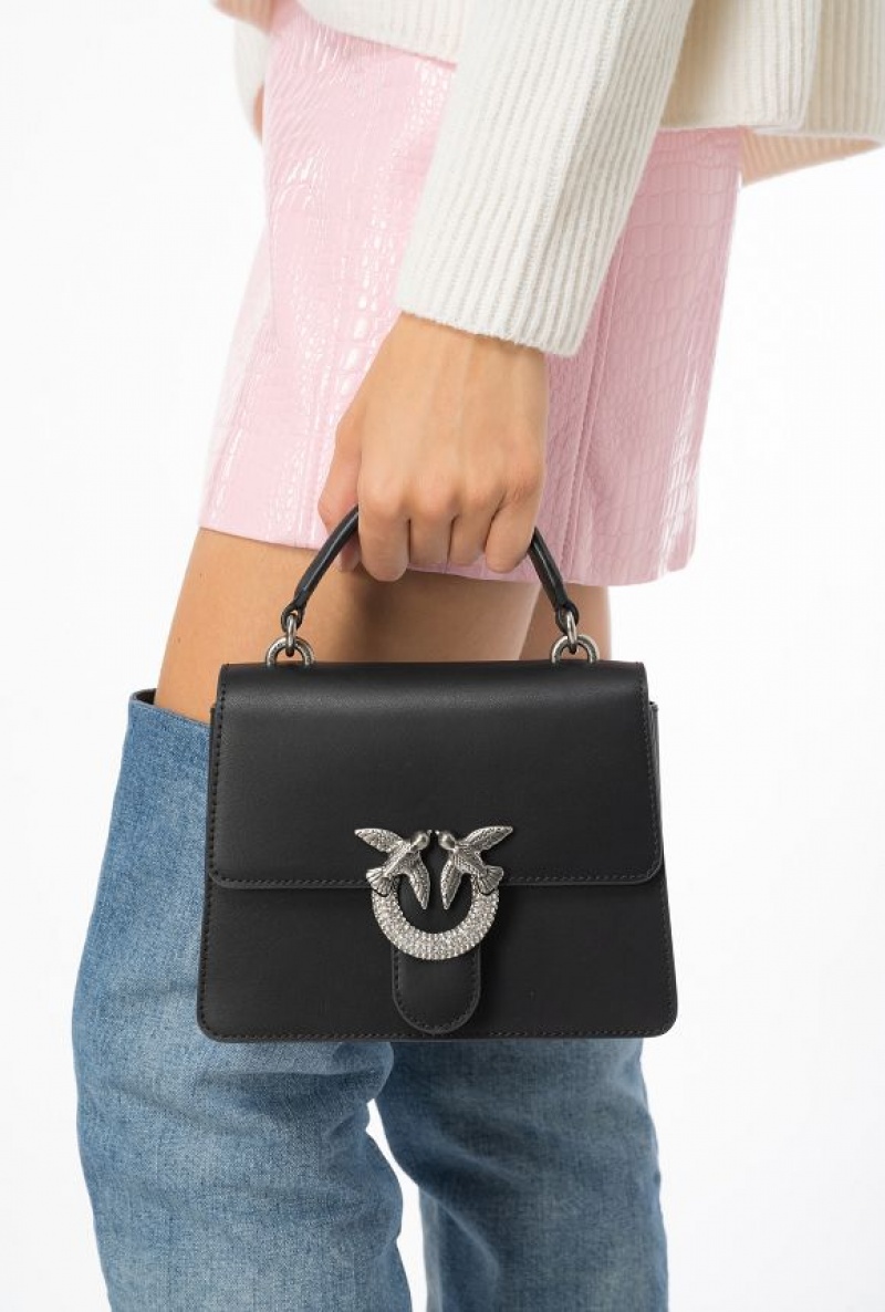 Pinko Mini Love Bag One Top Handle Light Jewel Černé Stříbrné | SN-PKO32890