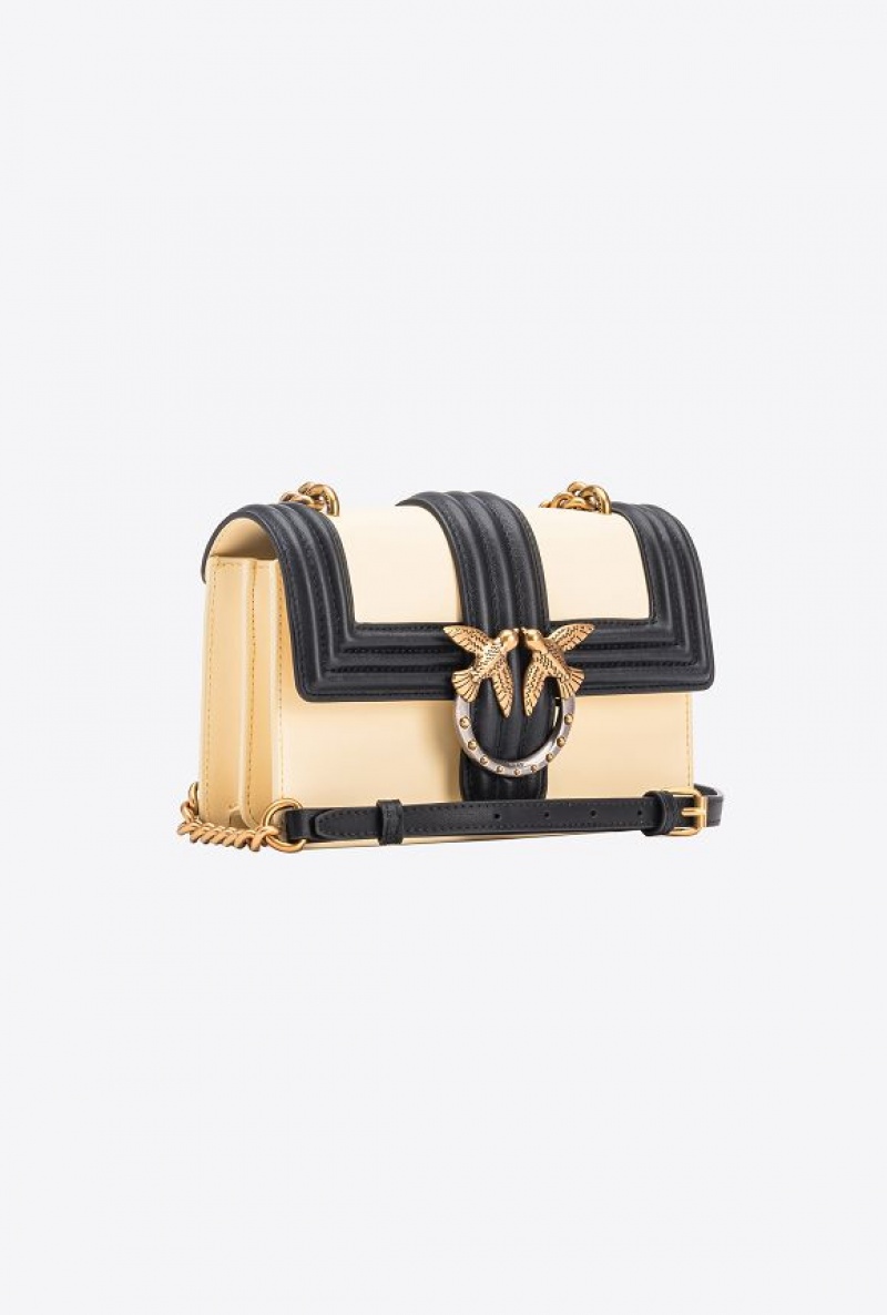 Pinko Mini Love Bag One With Piping Krém Zlaté | SN-PKO32710