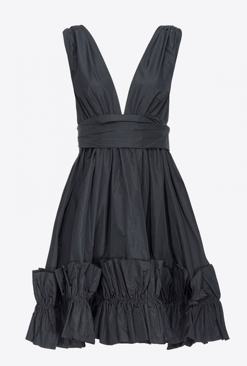 Pinko Mini Taffeta Šaty Černé | SN-PKO33058