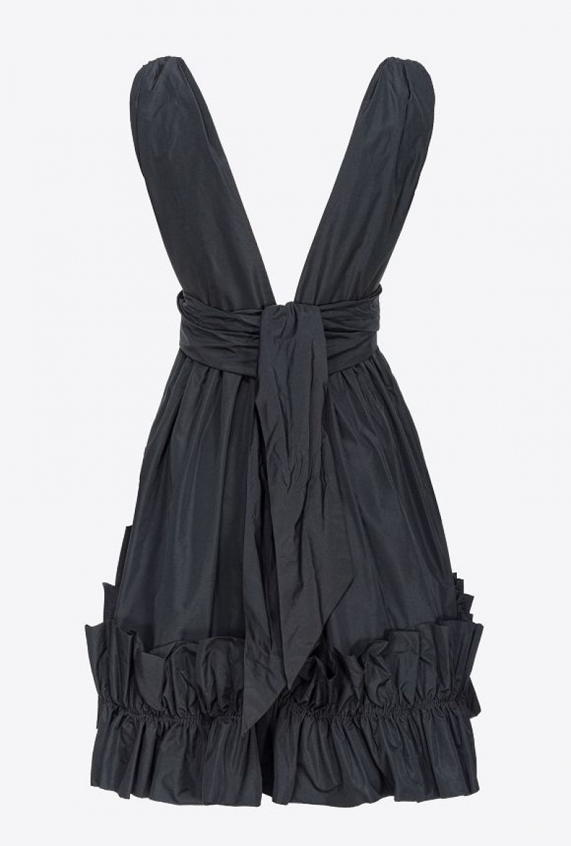Pinko Mini Taffeta Šaty Černé | SN-PKO33058