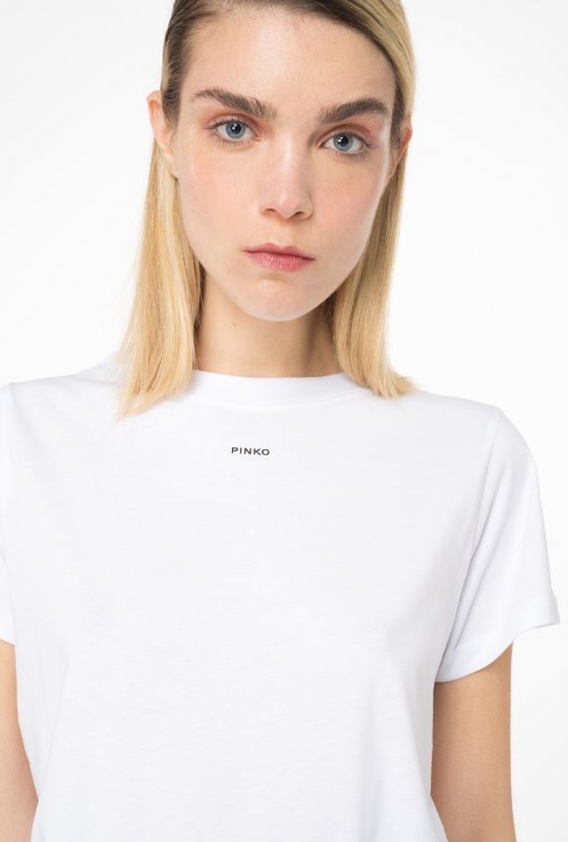 Pinko Mini-logo T-shirt Bílé | SN-PKO33225