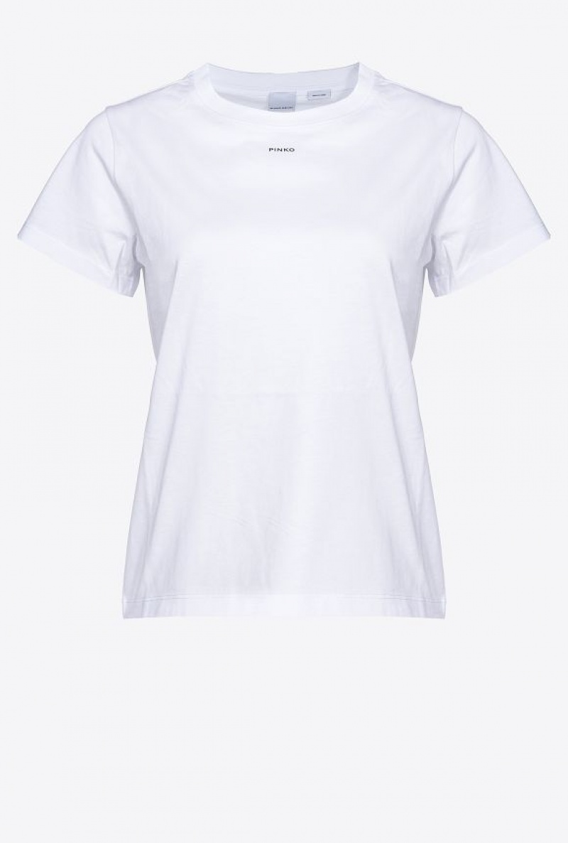 Pinko Mini-logo T-shirt Bílé | SN-PKO33225