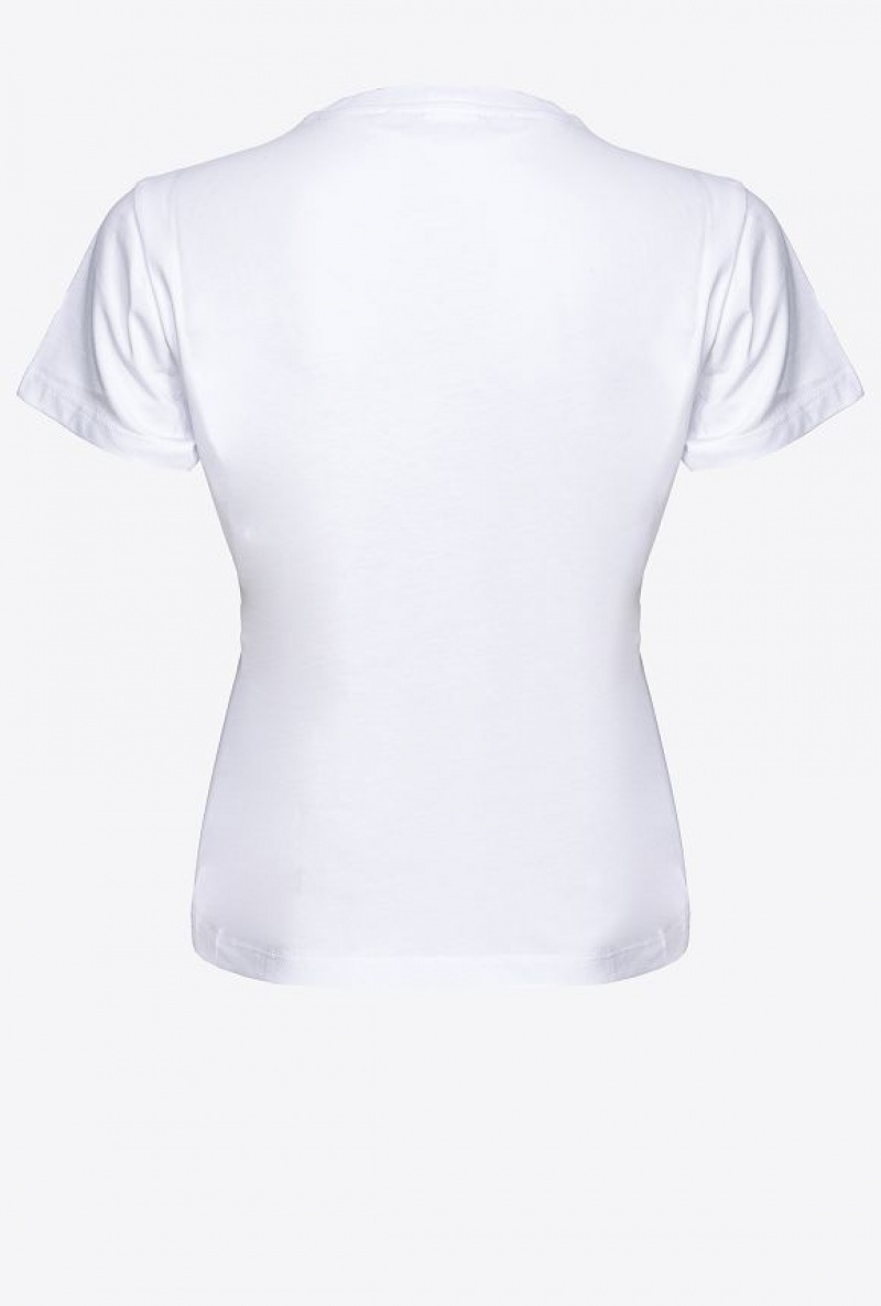 Pinko Mini-logo T-shirt Bílé | SN-PKO33225