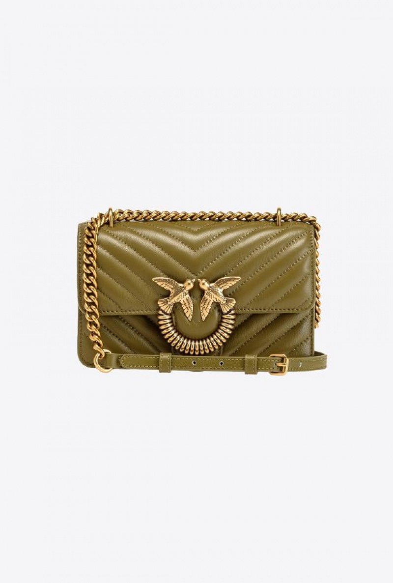 Pinko Mini Love Bag One Chevron Jewel Zelene Zlaté | SN-PKO32409
