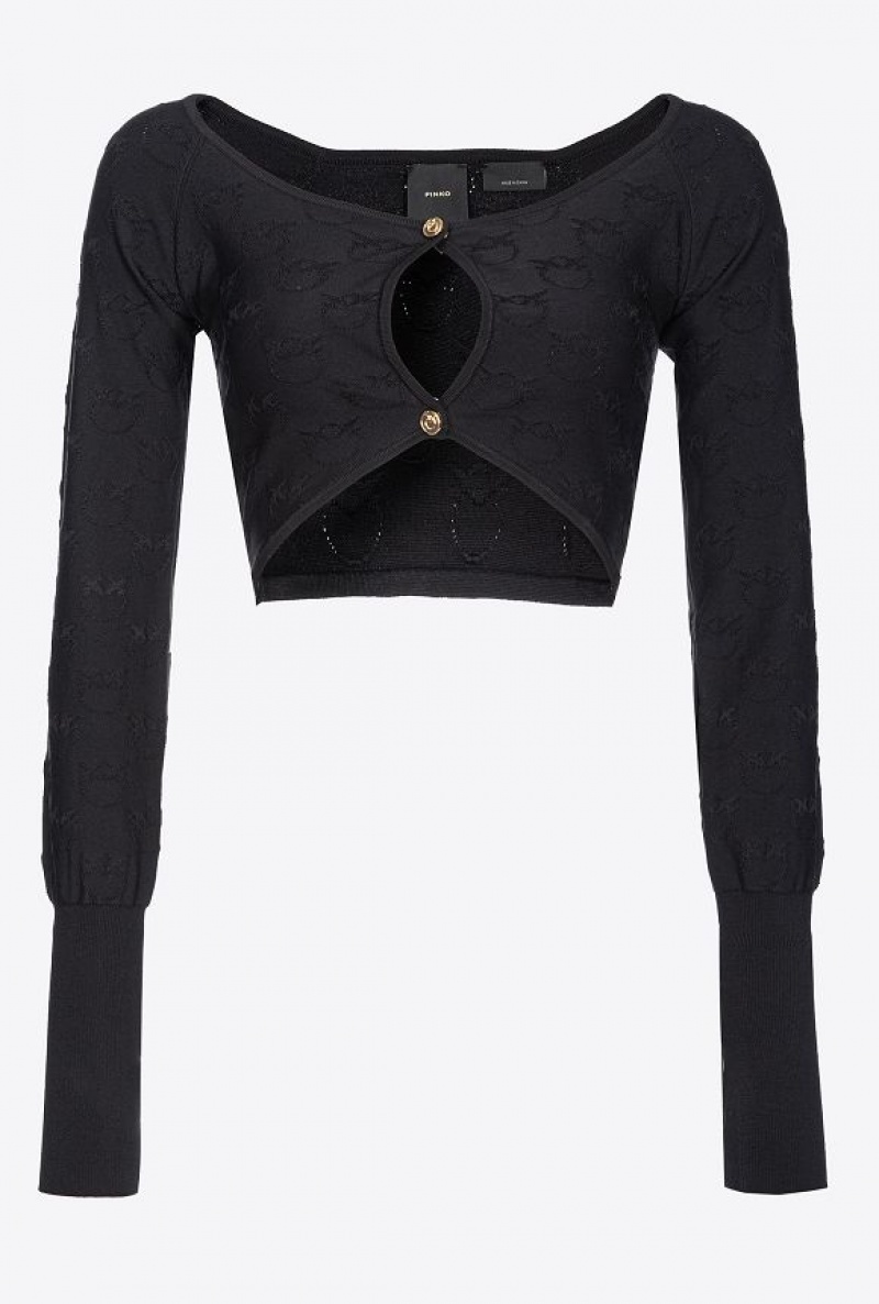 Pinko Monogram Jacquard Mini Cardigan Černé | SN-PKO33866