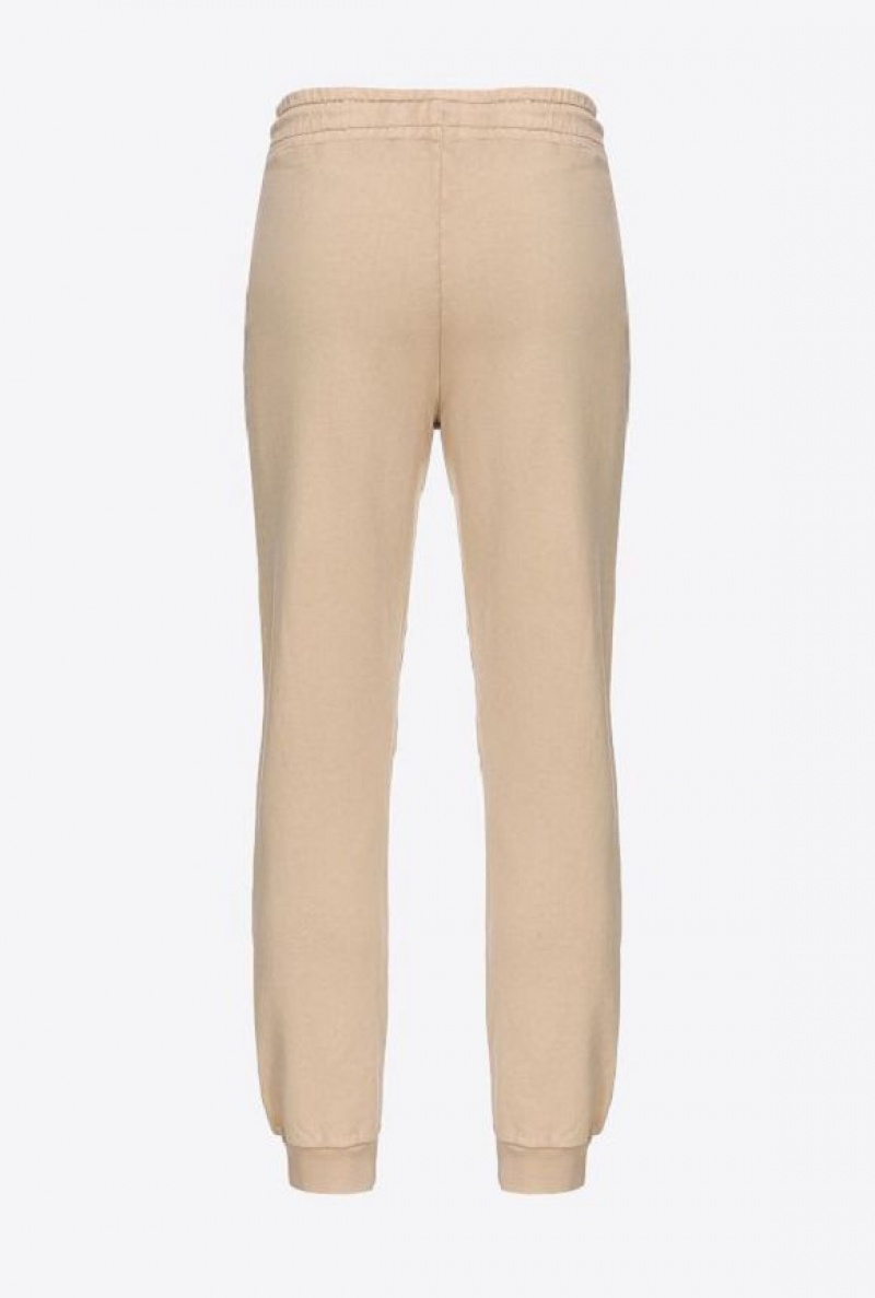 Pinko Old-wash Joggers With Embroidery Béžový | SN-PKO33691
