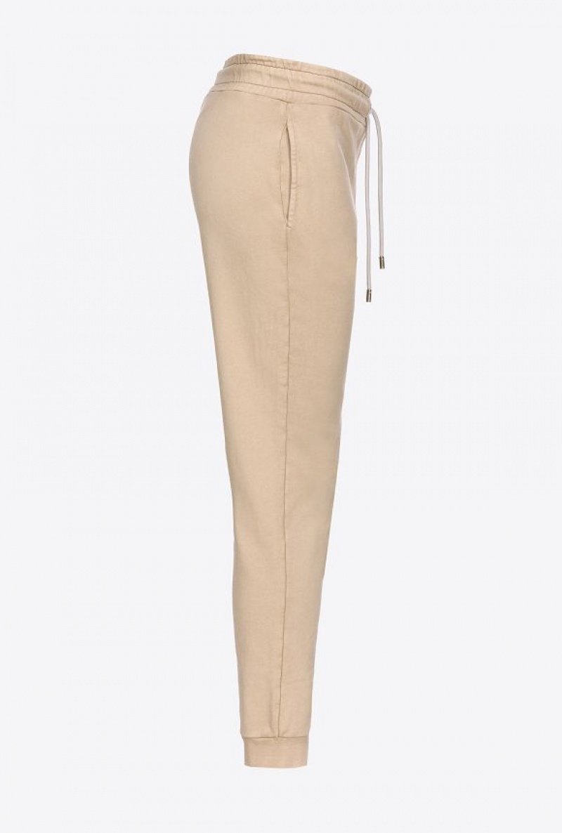 Pinko Old-wash Joggers With Embroidery Béžový | SN-PKO33691