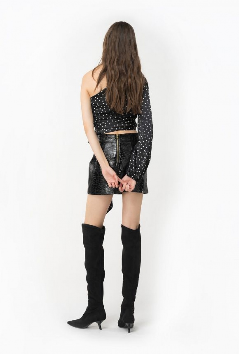 Pinko One-shoulder Polka-dot Blouse Černé Bílé | SN-PKO33297