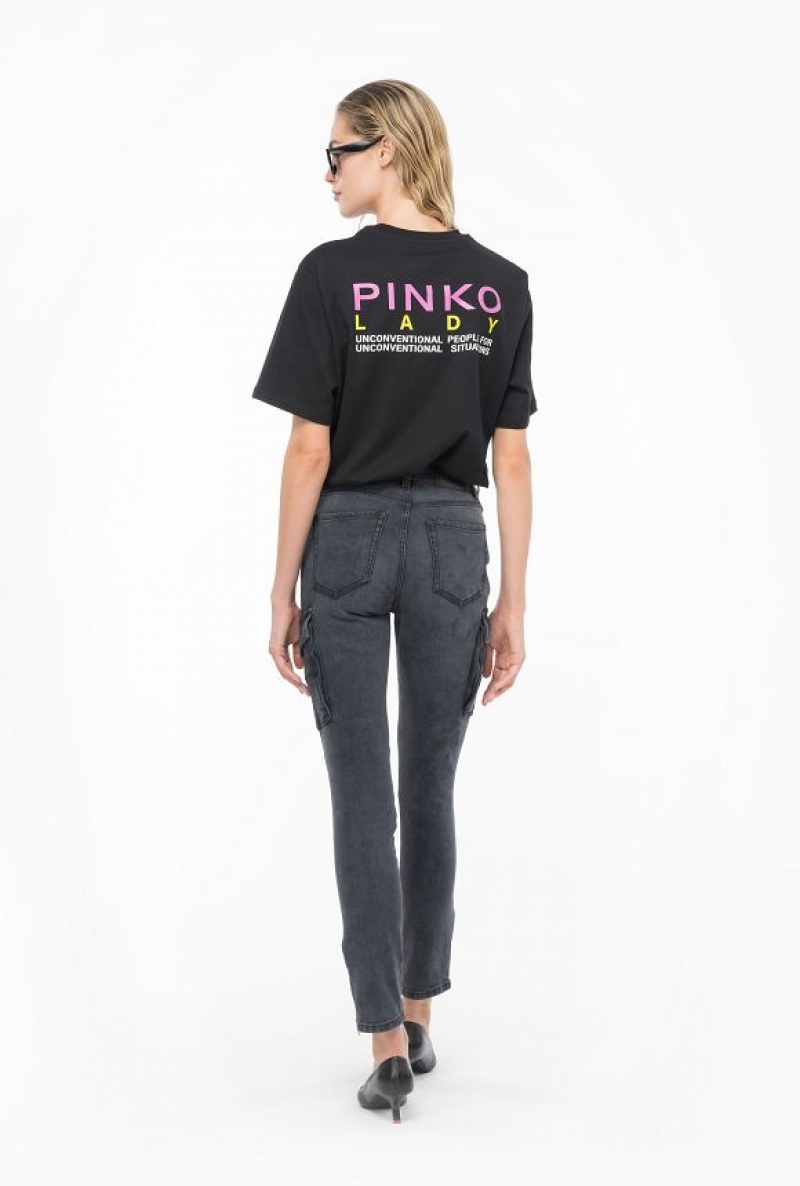 Pinko Oversized Lady T-shirt Černé | SN-PKO33286