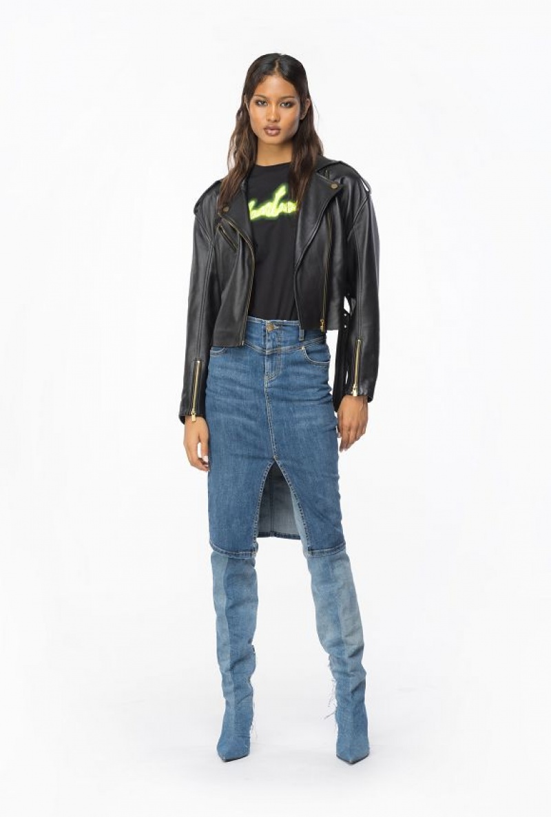 Pinko Oversized T-shirt With Fantastiko Print Černé Zelene | SN-PKO33358