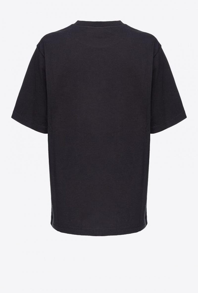 Pinko Oversized T-shirt With Fantastiko Print Černé Zelene | SN-PKO33358
